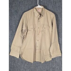 Creighton Vintage Poplin Men Tan Khaki Short Sleeve Uniform Shirt Sz XXL USA 50s